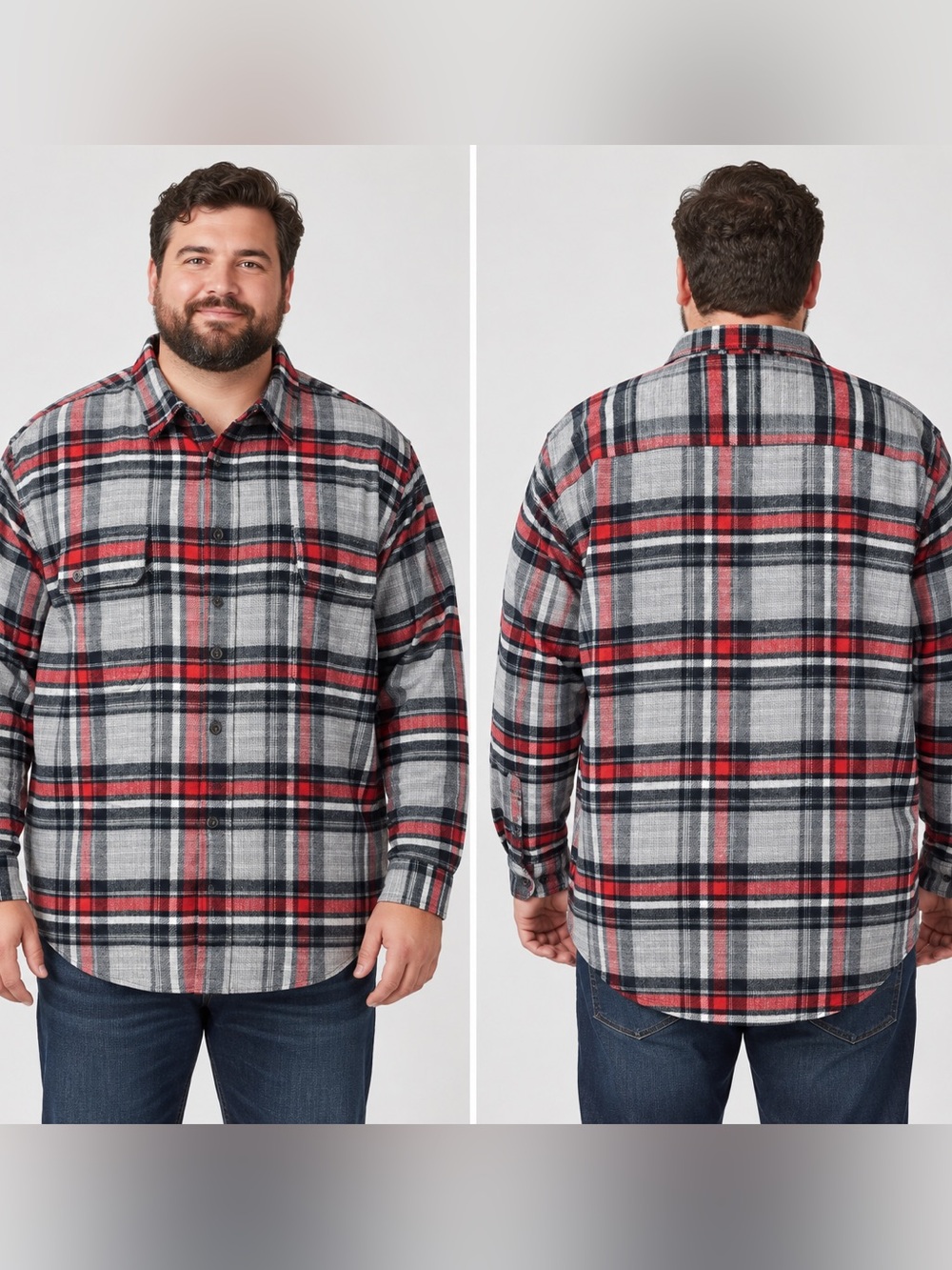 RedHead Brawny Flannel Shirt Men’s 2XLT Red Black Gray Plaid NWT